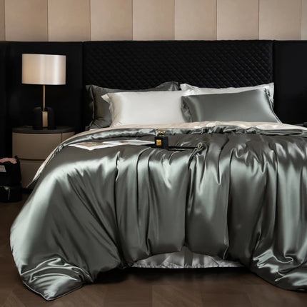 Luxury Silk Bed Sheets Set with Duvet Cover & Pillowcases | Soft, Breathable Bedding for Ultimate Comfort
