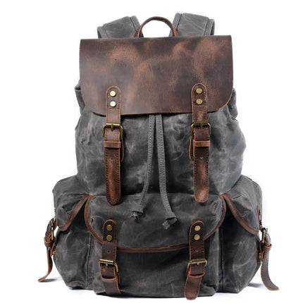 Canvas Backpack with Leather Trim, Vintage Laptop Backpack with Anti Theft Pocket – image 8