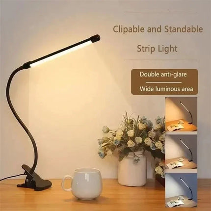 LED Desk Lamp, Clip On Reading Light with Flexible Gooseneck