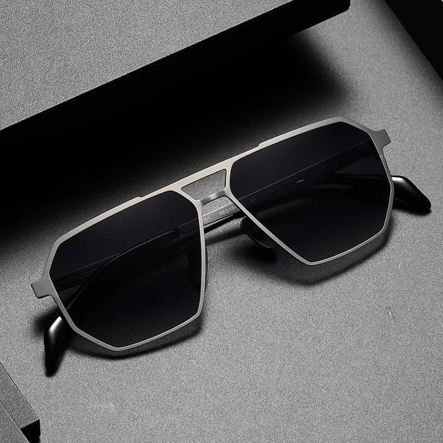 Polarized Sunglasses, Aviator Sunglasses with Titanium Frame, Metal Sunglasses for Driving, Featherlight Titanium Shades