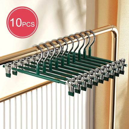 Pants Hangers with Clips, Space Saving Hangers for Skirts and Shorts, Non Slip Metal Clip Hanger in Stainless Steel