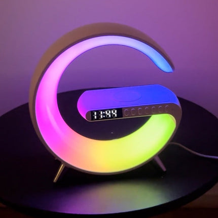 Fast Wireless Charger with Bluetooth Audio & Clock | Multifunctional Desktop Hub for Convenience and Style