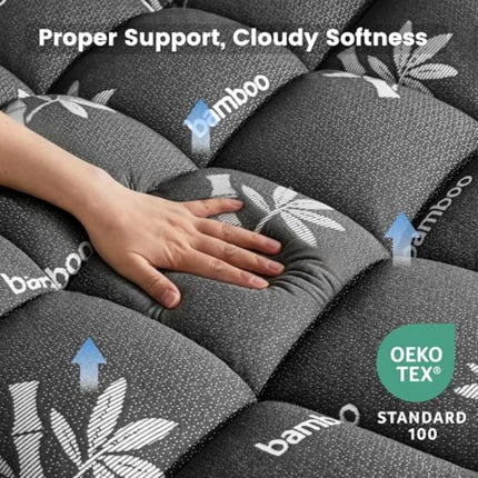 Eco Comfort | Viscose Bamboo Mattress Topper with Pillow Top Design | Deep Pocket for Ultimate Softness and Support