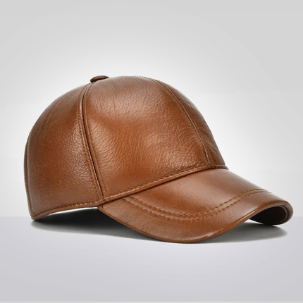 Leather Baseball Cap, Adjustable Genuine Leather Hat