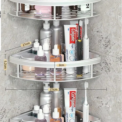 Bathroom Wall Shelf No Drill, Bathroom Storage Organizer for Shampoo – image 13