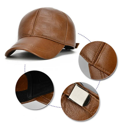 Leather Baseball Cap, Classic Baseball Hat