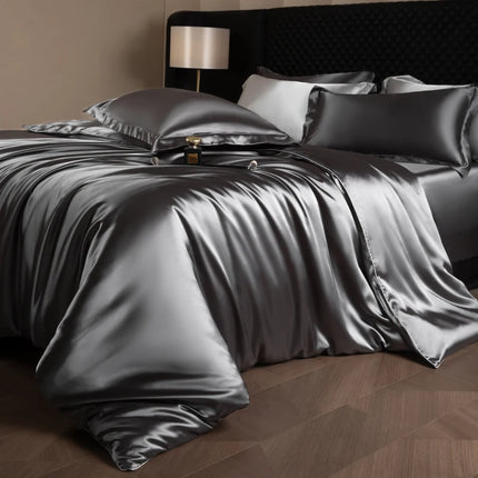 Luxury Silk Bed Sheets Set with Duvet Cover & Pillowcases | Soft, Breathable Bedding for Ultimate Comfort