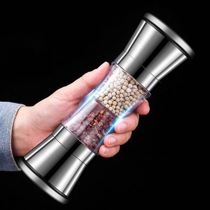 Pepper Mill 2 in 1, Salt and Pepper Grinder, Stainless Steel Spice Grinder with Ceramic Grinding Heads, Kitchen Gadgets