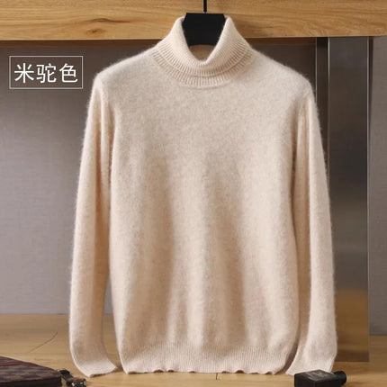 Mens Cashmere Sweaters, 100% Cashmere Knitted Sweater with High Collar – image 10