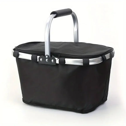 Insulated Picnic Basket, Collapsible Cooler Bag with Aluminum Foil Lining, Portable Cooler, Folding Basket for Travel