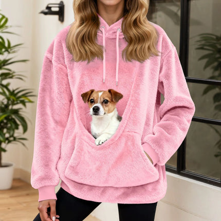 Oversized Fleece Hoodie with Pet Carrier Pocket – image 10