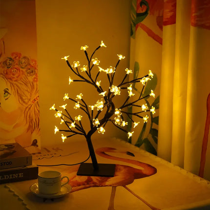 Christmas Tree LED Night Light with 48 Twinkling Bulbs | USB-Powered Festive Glow for Year-Round Cheer
