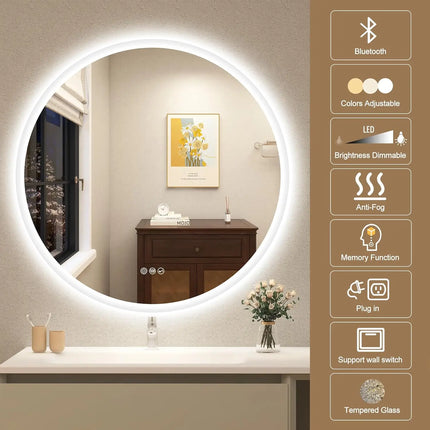 Lighted Vanity Mirror for Bathroom, Smart Mirror with Bluetooth Speaker – photo 38