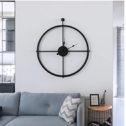 Large Wall Clock for Living Room, Modern Wall Clock in Wood and Metal