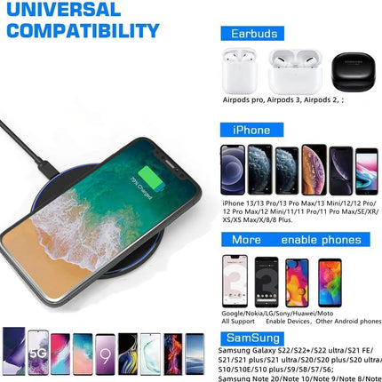 Wireless Charger for iPhone and Samsung, Qi Wireless Phone Charger for Android