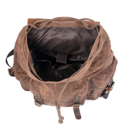 Canvas Backpack with Leather Trim, Vintage Laptop Backpack with Anti Theft Pocket