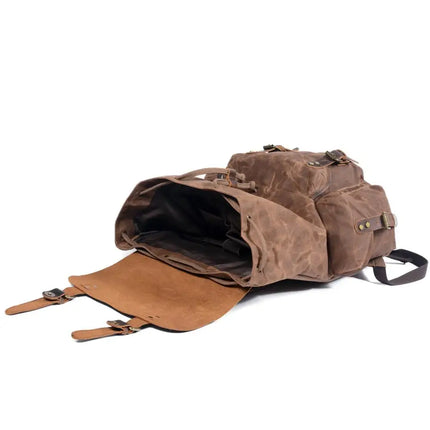 Canvas Backpack with Leather Trim, Travel Backpack for Men and Women – image 4