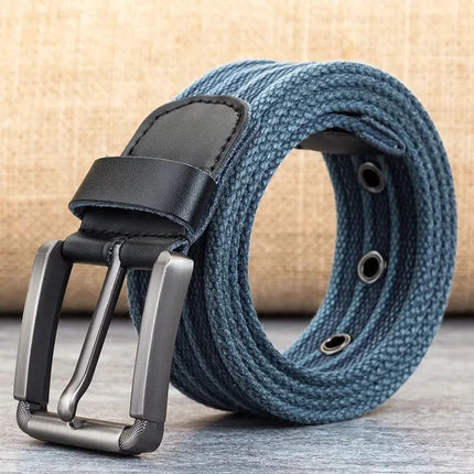 Mens Belt, Striped Canvas Web Belt for Men with Alloy Buckle – image 23