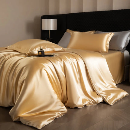 Luxury Silk Bed Sheets Set with Duvet Cover & Pillowcases | Soft, Breathable Bedding for Ultimate Comfort