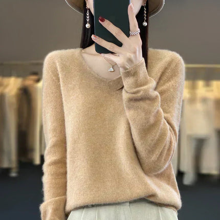 Merino Wool Sweater for Women, Soft Knitted O Neck Sweater – image 14