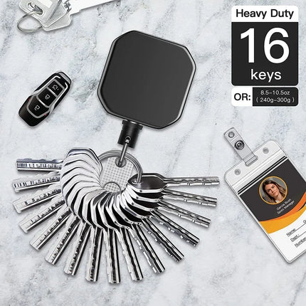 Retractable Carabiner Keychain with Steel Cord, Badge Reel for Keys and ID Cards – image 4