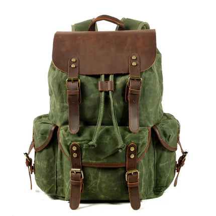 Canvas Backpack with Leather Trim, Travel Backpack for Men and Women – image 7