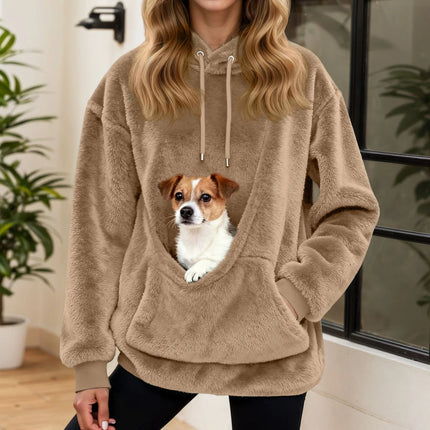 Oversized Fleece Hoodie with Pet Carrier Pocket, Unisex Pullover Hoodie – image 9