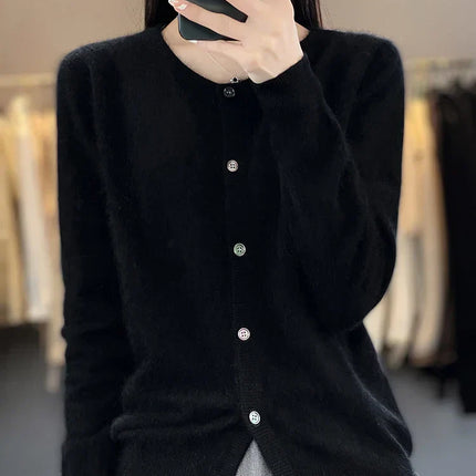 Mink Cashmere Sweater Cardigan for Women, Loose Knit Cashmere Cardigan – image 13