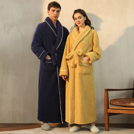 Flannel Bathrobe for Men and Women, Mens Robe with Sash – image 11