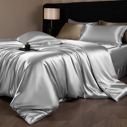 Luxury Silk Bed Sheets Set with Duvet Cover & Pillowcases | Soft, Breathable Bedding for Ultimate Comfort