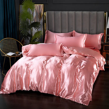 Silk Bedding Set with Duvet Cover and Pillowcases, Satin Duvet Cover Set in Twin to King Size – image 6