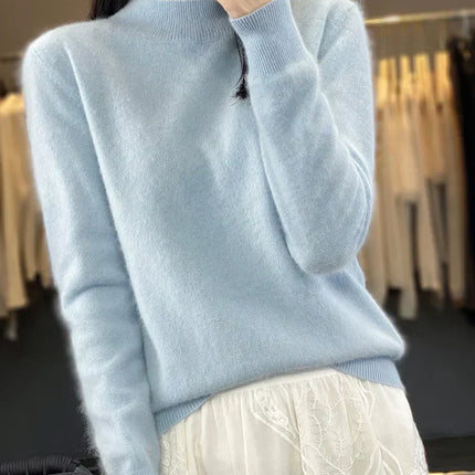 Crew Neck Cashmere Sweater, Slim Fit Knit Sweater for Fall and Winter – image 9