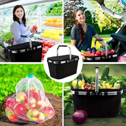 Insulated Picnic Basket, Collapsible Cooler Bag with Aluminum Foil Lining – image 4