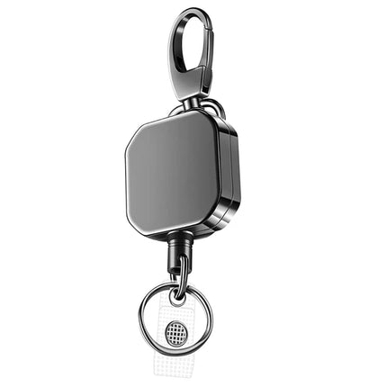Retractable Carabiner Keychain with Steel Cord, Badge Reel for Keys and ID Cards, Metal Keychain with Carabiner Clip