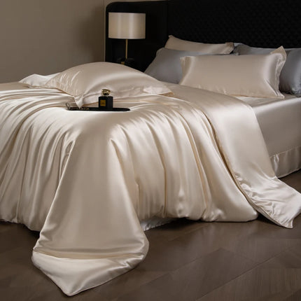 Luxury Silk Bed Sheets Set with Duvet Cover & Pillowcases | Soft, Breathable Bedding for Ultimate Comfort