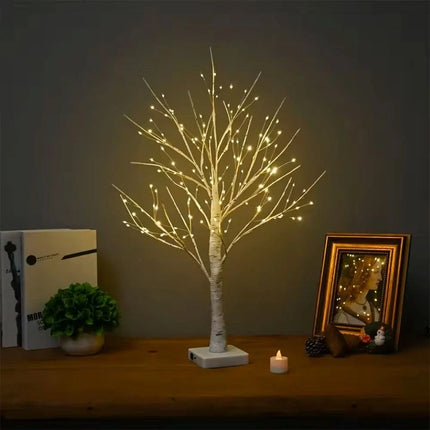 Nordic Birch Tree Light with 144 Warm White LEDs | Cordless Decorative Accent for Cozy Ambiance