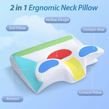 Side Sleeper Pillow for Neck Pain, Memory Foam Pillow