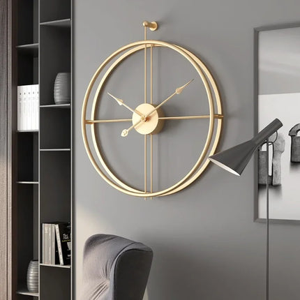 Large Wall Clock for Living Room, Modern Wall Clock in Wood and Metal, Unique Wall Decor for Bedroom and Office