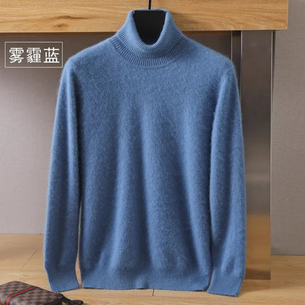 Cable Knit Sweater for Men, 100% Cashmere Knitted Sweater with High Collar – image 9