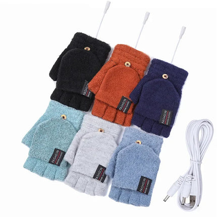 USB Rechargeable Heated Gloves with 3 Heat Settings, Knitted Winter Gloves – image 7