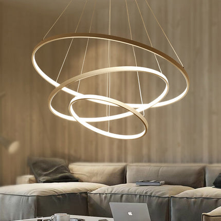 Halo Chandelier with Customizable Concentric Rings | LED Lighting Fixture for Elegant Home Decor