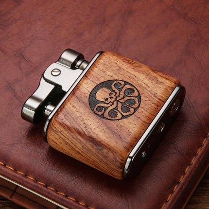 Vintage Lighters, Wooden Kerosene Oil Lighter with Spark Wheel and Metal Top – image 9