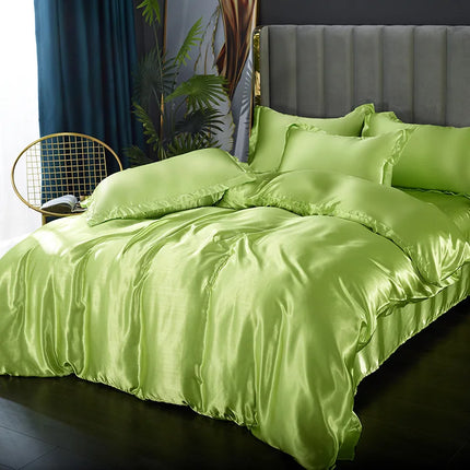Silk Bed Set 4 Piece, Satin Duvet Cover Set in Twin to King Size – image 11