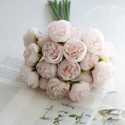Peony Bouquet, Silk Peony Flowers with 27 Heads – image 11