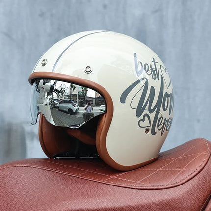 Retro Motorcycle Helmets, 3/4 Open Face Motorcycle Helmet for Men and Women – image 6