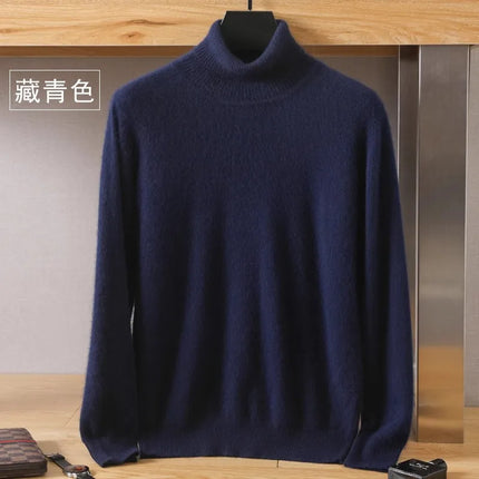 Cable Knit Sweater for Men, 100% Cashmere Knitted Sweater with High Collar – image 16