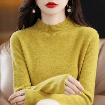 Womens Sweaters, Merino Wool Pullover with Crew Neck, Slim Fit Knit Sweater, Merino Wool Sweaters for Fall and Winter