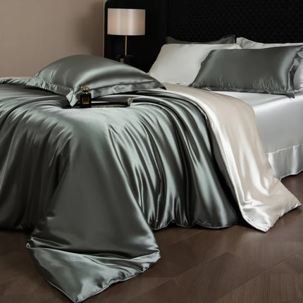 Luxury Silk Bed Sheets Set with Duvet Cover & Pillowcases | Soft, Breathable Bedding for Ultimate Comfort