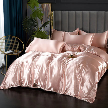 Silk Bed Set 4 Piece, Satin Duvet Cover Set in Twin to King Size – image 14