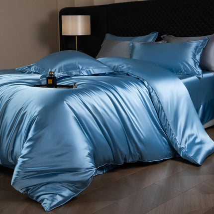 Luxury Silk Bed Sheets Set with Duvet Cover & Pillowcases | Soft, Breathable Bedding for Ultimate Comfort